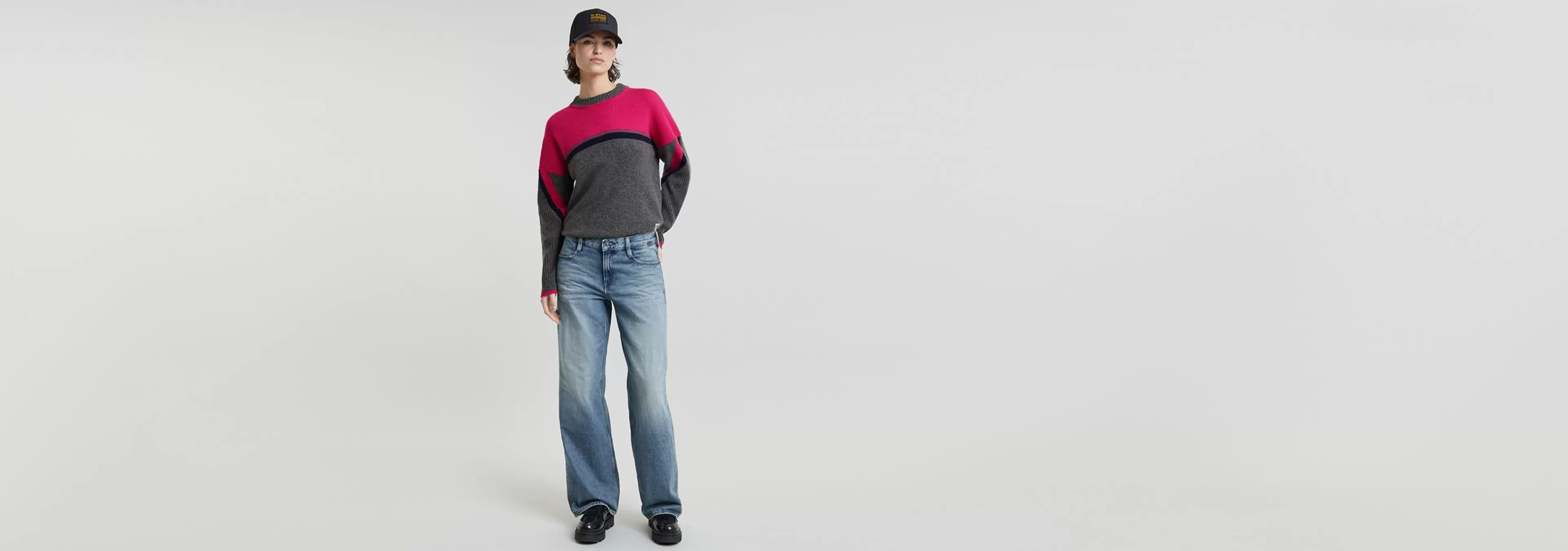 Outlet G-Star Multi Color Loose Gebreide Trui pink peacock
