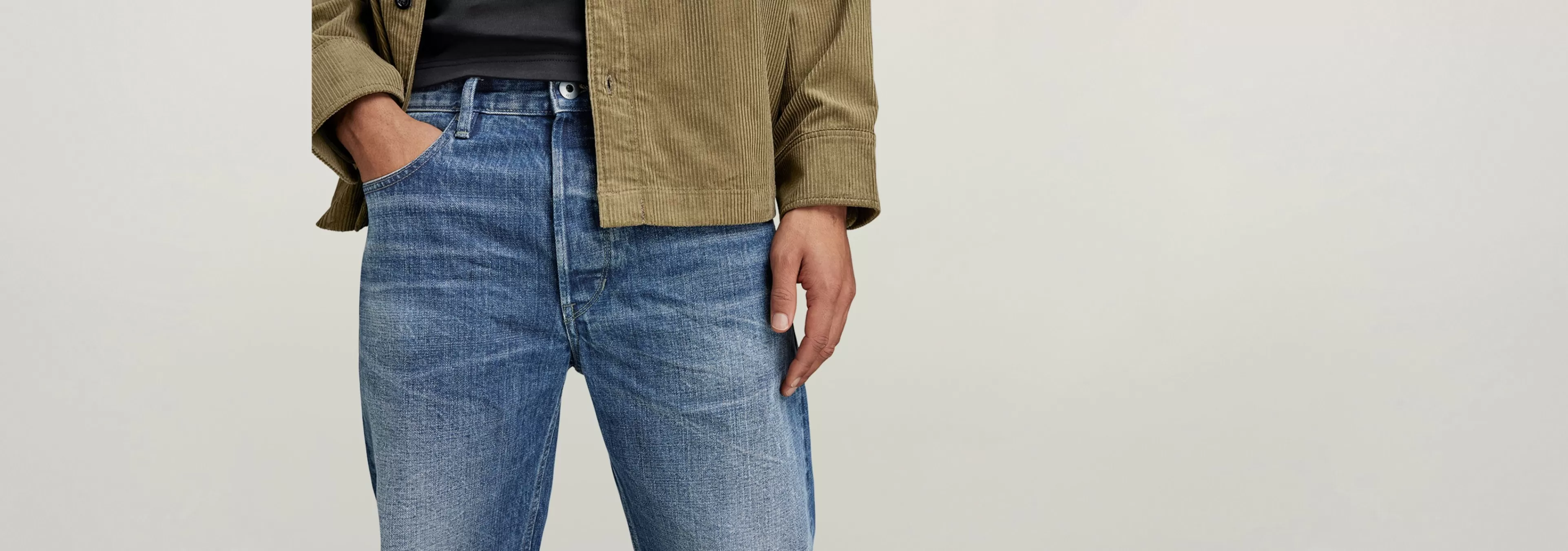 Discount G-Star Premium Selvedge Type 96 Loose Jeans worn in blue creek